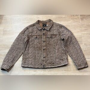 Urban Outfitters BDG Women’s Leopard Print Denim Trucker Jacket XL